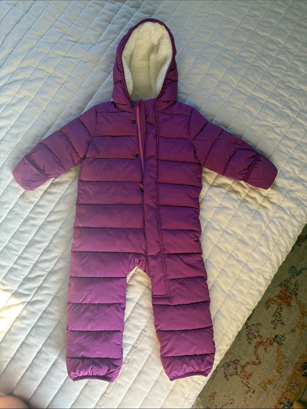 Primary Purple Puffer One-Piece Snowsuit with Hood 12-18m